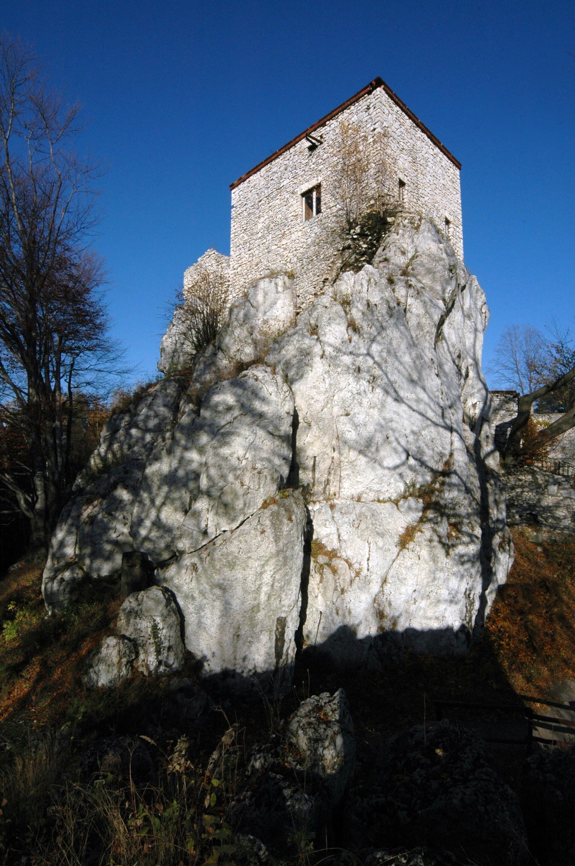 Zamek Bąkowiec na skale w Morsku
